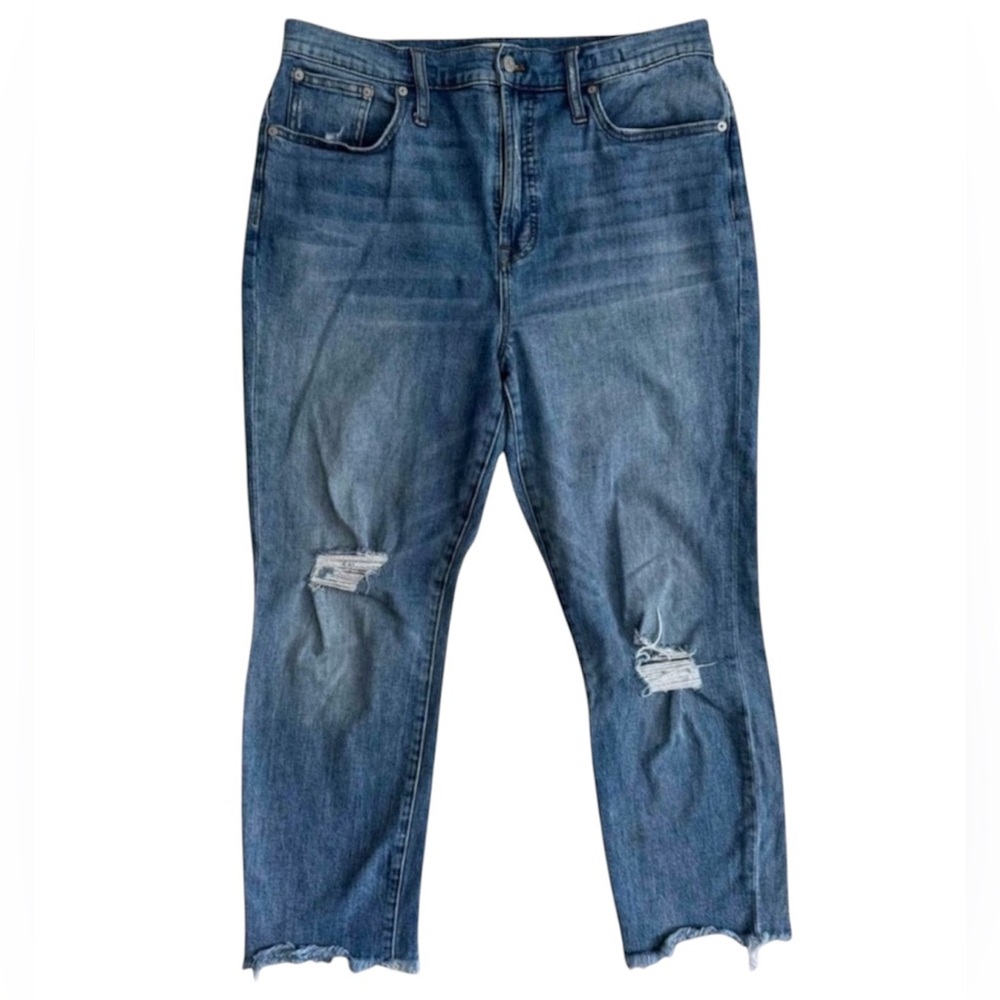 Madewell The Perfect Vintage Jean Distressed Ripped Knees Frayed Hem Size 32